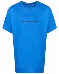 T-shirt à col rond imprimé bleu F.A.M.T.