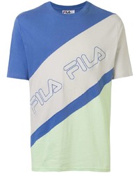 T-shirt à col rond imprimé bleu Fila