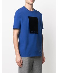 T-shirt à col rond imprimé bleu Karl Lagerfeld