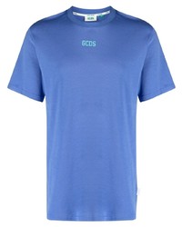 T-shirt à col rond imprimé bleu Gcds