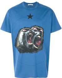 T-shirt à col rond imprimé bleu Givenchy