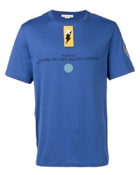 T-shirt à col rond imprimé bleu Golden Goose