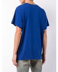 T-shirt à col rond imprimé bleu Amiri