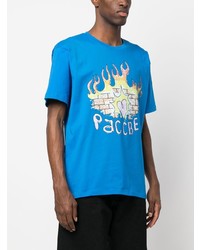 T-shirt à col rond imprimé bleu PACCBET