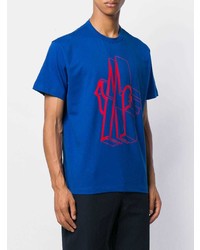 T-shirt à col rond imprimé bleu Moncler