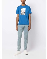 T-shirt à col rond imprimé bleu PS Paul Smith