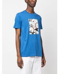 T-shirt à col rond imprimé bleu Paul Smith