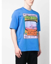 T-shirt à col rond imprimé bleu DSQUARED2