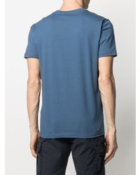 T-shirt à col rond imprimé bleu Lardini