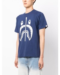 T-shirt à col rond imprimé bleu A Bathing Ape