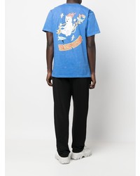 T-shirt à col rond imprimé bleu RIPNDIP