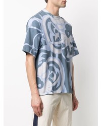 T-shirt à col rond imprimé bleu Kenzo