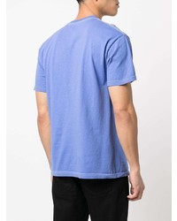 T-shirt à col rond imprimé bleu Pleasures
