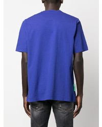 T-shirt à col rond imprimé bleu DSQUARED2