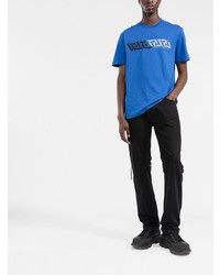 T-shirt à col rond imprimé bleu Versace