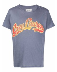 T-shirt à col rond imprimé bleu Greg Lauren