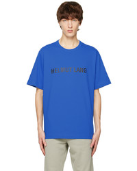 T-shirt à col rond imprimé bleu Helmut Lang
