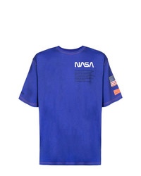 T-shirt à col rond imprimé bleu Heron Preston