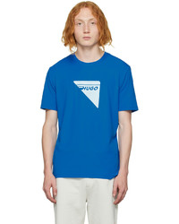 T-shirt à col rond imprimé bleu Hugo