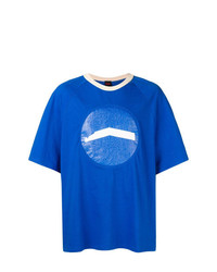 T-shirt à col rond imprimé bleu Hærværk
