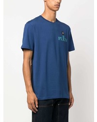 T-shirt à col rond imprimé bleu Philipp Plein