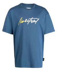T-shirt à col rond imprimé bleu Izzue