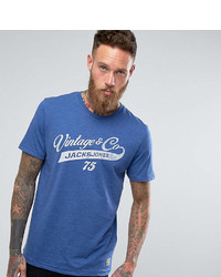 T-shirt à col rond imprimé bleu Jack and Jones
