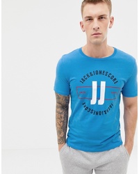 T-shirt à col rond imprimé bleu Jack & Jones