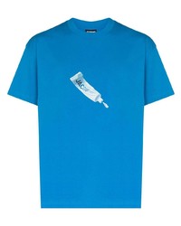 T-shirt à col rond imprimé bleu Jacquemus