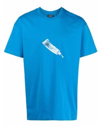 T-shirt à col rond imprimé bleu Jacquemus