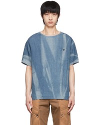 T-shirt à col rond imprimé bleu Jiyong Kim