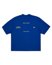 T-shirt à col rond imprimé bleu Kanye West