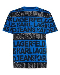 T-shirt à col rond imprimé bleu KARL LAGERFELD JEANS