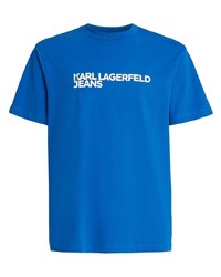 T-shirt à col rond imprimé bleu KARL LAGERFELD JEANS