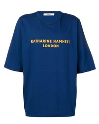 T-shirt à col rond imprimé bleu Katharine Hamnett London