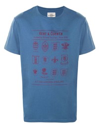 T-shirt à col rond imprimé bleu Kent & Curwen
