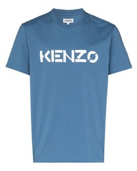 T-shirt à col rond imprimé bleu Kenzo