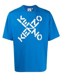 T-shirt à col rond imprimé bleu Kenzo