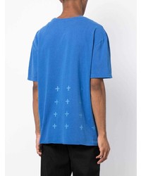 T-shirt à col rond imprimé bleu Ksubi