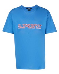 T-shirt à col rond imprimé bleu Ksubi