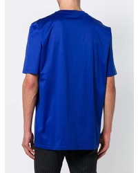 T-shirt à col rond imprimé bleu Lanvin