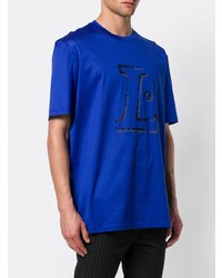 T-shirt à col rond imprimé bleu Lanvin