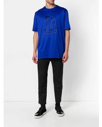 T-shirt à col rond imprimé bleu Lanvin