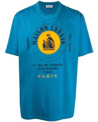 T-shirt à col rond imprimé bleu Lanvin