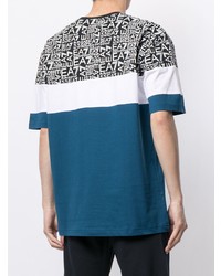 T-shirt à col rond imprimé bleu Ea7 Emporio Armani