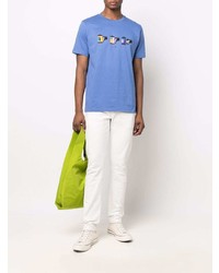 T-shirt à col rond imprimé bleu PS Paul Smith