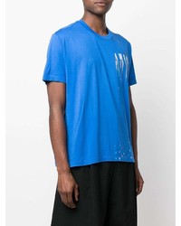 T-shirt à col rond imprimé bleu Amiri