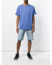 T-shirt à col rond imprimé bleu Stussy