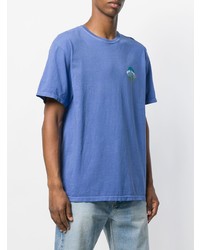 T-shirt à col rond imprimé bleu Stussy