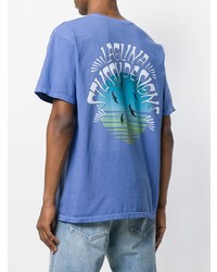 T-shirt à col rond imprimé bleu Stussy